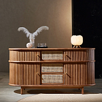 Дизайнерский комод овальный с фактурным фасадом и вставками из плетеных элементов Ambar варинант исполнения - 1 | Loft Concept в Рязани