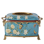 Салфетница прямоугольная голубого цвета с цветами и бабочками Blue Garden варинант исполнения - 1 | Loft Concept в Рязани