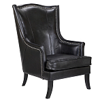 Кресло из натуральной кожи на 4-х деревянных ножках из массива бука Daniel Leather Armchair black варинант исполнения - 1 | Loft Concept в Рязани