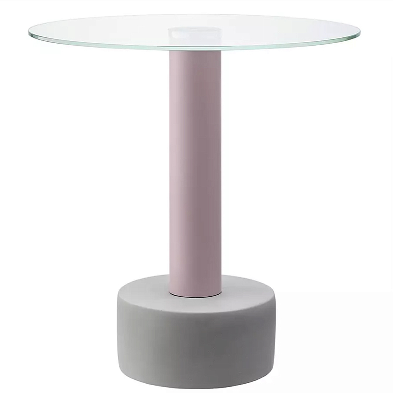 Кофейный столик с круглой прозрачной столешницей на розовом основании Round Table Розовый Синий Прозрачный Кофейный столик с круглой прозрачной столешницей на розовом основании Round Table Розовый Синий Прозрачный в Рязани | Loft Concept