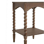 Приставной столик деревянный с резными ножками и нижней полкой Vintage Side Table Brown Wood варинант исполнения - 1 | Loft Concept в Рязани