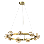 Люстра подвесная светодиодная с 9-ю круглыми плафонами коньячного цвета Iona Chandelier Brass  варинант исполнения - 1 | Loft Concept в Рязани