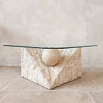 Дизайнерский журнальный стол в виде раковины с жемчужиной под прозрачной столешницей Fahin варинант исполнения - 2 | Loft Concept в Рязани