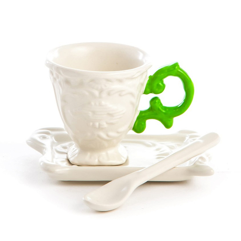 Кофейная пара Seletti I-Coffee Green Белый Зеленый Кофейная пара Seletti I-Coffee Green Белый Зеленый в Рязани | Loft Concept