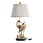 Настольная лампа с абажуром и основанием в виде двух цапель Porcelain Heron Lamp варинант исполнения - 1 | Loft Concept в Рязани