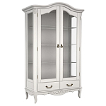 Витрина белая двухдверная с 4-мя полками и 2-мя ящиками в стиле прованс White Provence варинант исполнения - 1 | Loft Concept в Рязани