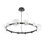 Люстра подвесная круглая с 12-ю прозрачными куполообразными плафонами и черным металлическим основанием Flos Wireline Lighting варинант исполнения - 2 | Loft Concept в Рязани