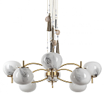 Люстра подвесная с 8-ю шарообразными плафонами из белого стекла с подвесками из камня и кисточками Agatelle варинант исполнения - 1 | Loft Concept в Рязани