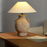 Настольная лампа керамическая с ручками и тканевым абажуром Eastern Tale варинант исполнения - 1 | Loft Concept в Рязани