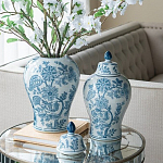 Ваза с крышкой и голубым цветочным рисунком на белом фоне Blue & White Ornament варинант исполнения - 5 | Loft Concept в Рязани