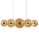 Люстра подвесная светодиодная со стеклянными плафонами янтарного цвета в форме дисков Savio Glass Disc варинант исполнения - 1 | Loft Concept в Рязани