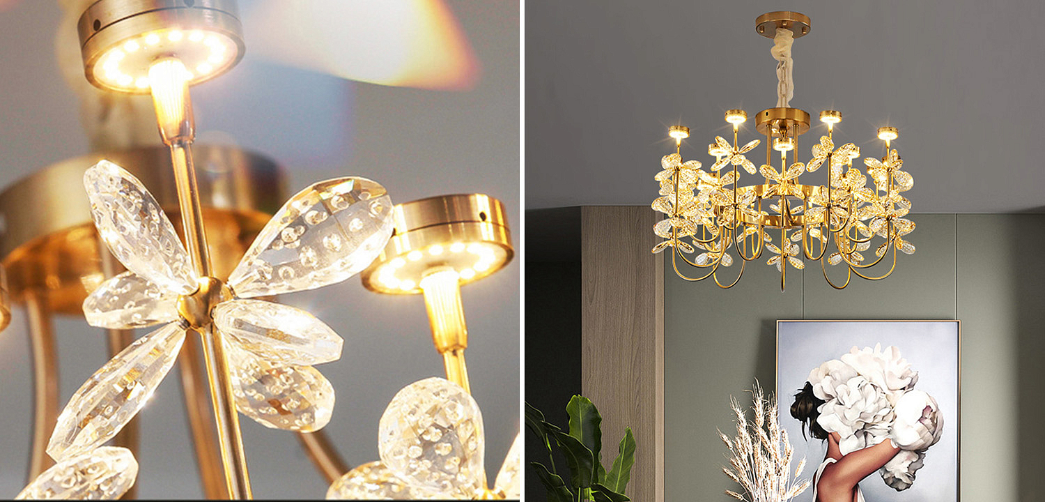 Люстра с хрустальными цветами Crystal Flowers Chandelier Люстра с хрустальными цветами Crystal Flowers Chandelier - Loft-Concept в Рязани