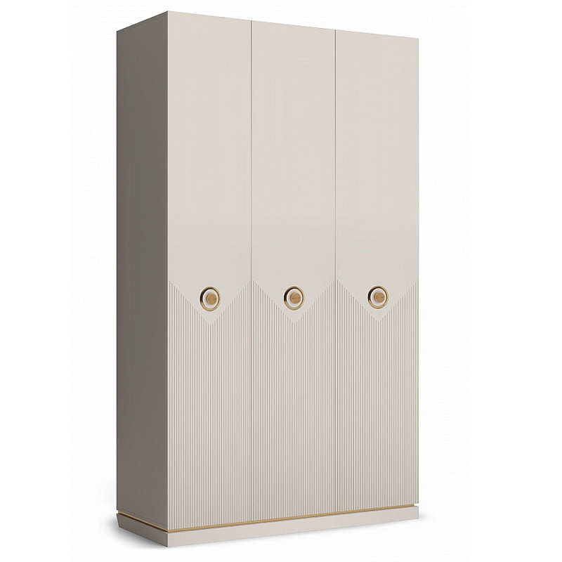 Шкаф трёхстворчатый платяной Satin Furniture Бежево-серый Шкаф трёхстворчатый платяной Satin Furniture Бежево-серый в Рязани | Loft Concept