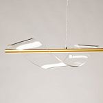 Люстра линейная золотистого цвета с двумя прозрачными волнистыми элементами Wave Line варинант исполнения - 4 | Loft Concept в Рязани