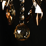 Люстра подвесная круглая с тканевым полупрозрачным абажуром и подвесками 4 лампы Gilded Elegance варинант исполнения - 7 | Loft Concept в Рязани