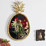 Зеркало овальной формы с золотистой рамкой и декоративной верхушкой в виде ананаса Pineapple Shine  варинант исполнения - 2 | Loft Concept в Рязани