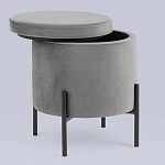 Серый пуф на черных ножках SANJAY варинант исполнения - 2 | Loft Concept в Рязани