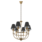 Люстра на металлическом основании бронзового цвета с 6-ю черными конусовидными абажурами Dignity варинант исполнения - 4 | Loft Concept в Рязани
