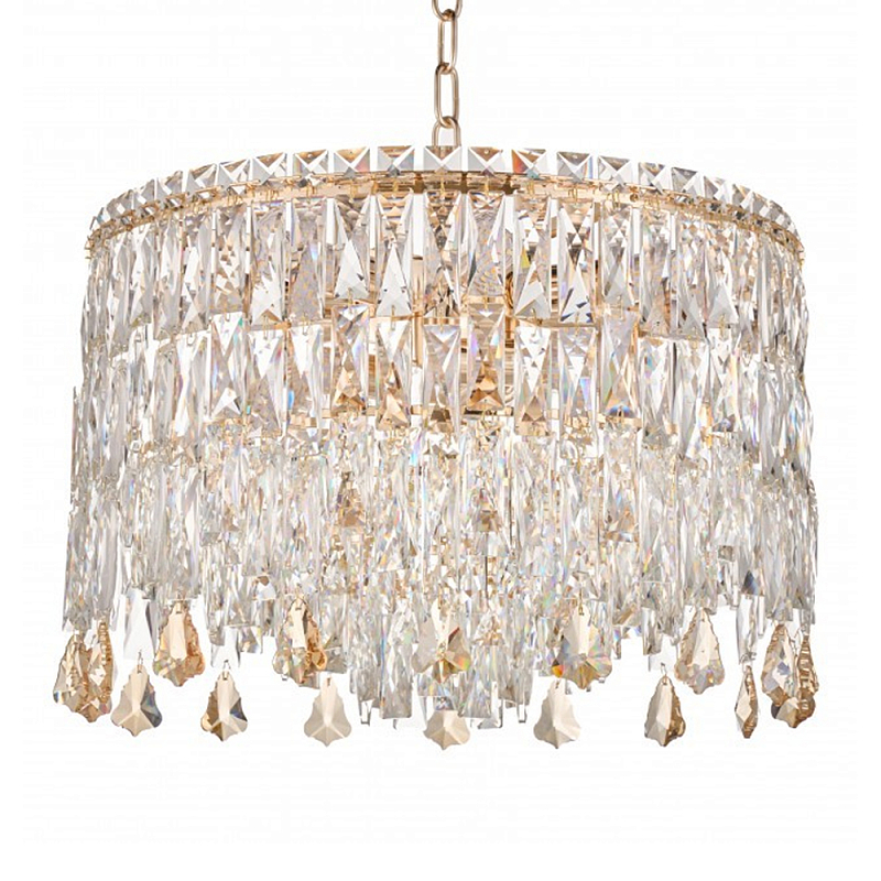 Люстра круглая с хрустальными подвесками на золотистом каркасе Roul Crystal Light Золотой Прозрачный Люстра круглая с хрустальными подвесками на золотистом каркасе Roul Crystal Light Золотой Прозрачный в Рязани | Loft Concept