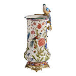 Ваза фарфоровая с птицей на бронзовой ветке и цветочной росписью Garden of Eden варинант исполнения - 2 | Loft Concept в Рязани