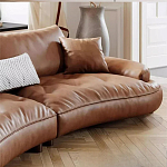 Диван кожаный с каркасом из массива дерева Medieval Furniture варинант исполнения - 6 | Loft Concept в Рязани