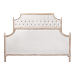 Кровать двуспальная светло-бежевая с основанием из массива дуба с мягким изголовьем Flax Beds варинант исполнения - 1 | Loft Concept в Рязани