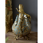 Чаша голубого цвета с оранментом и и бронзовыми фигурами леопардов Eden Garden варинант исполнения - 10 | Loft Concept в Рязани