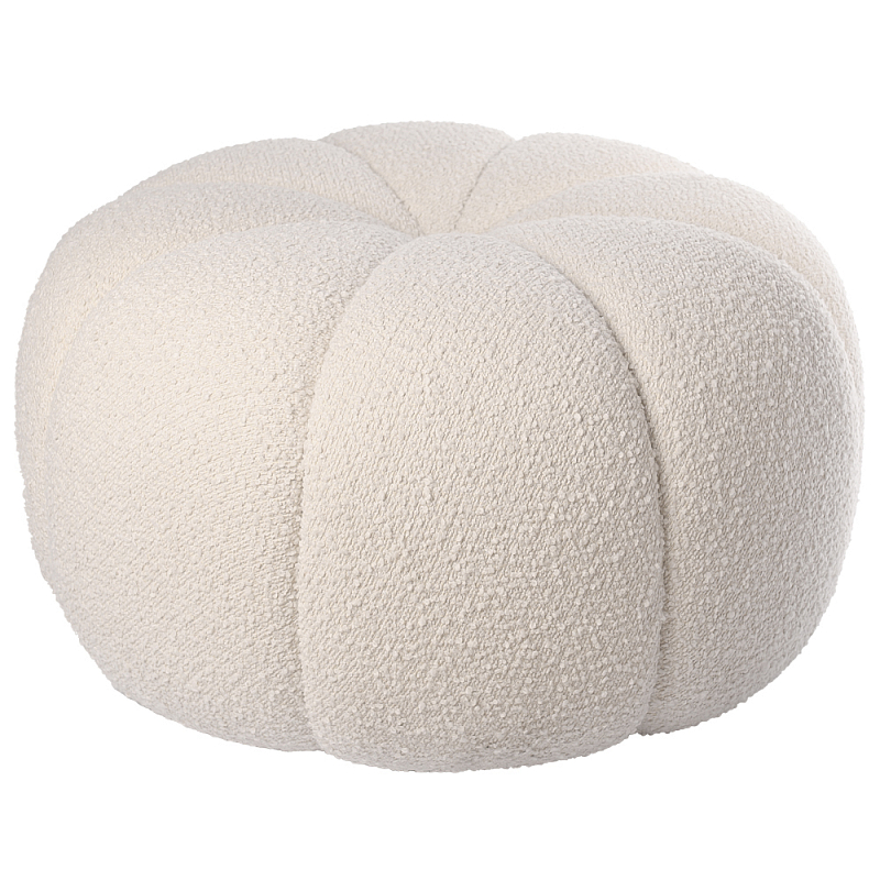 Круглый мягкий пуф с обивкой букле Gabrielle White Boucle Pouf Молочный Круглый мягкий пуф с обивкой букле Gabrielle White Boucle Pouf Молочный в Рязани | Loft Concept