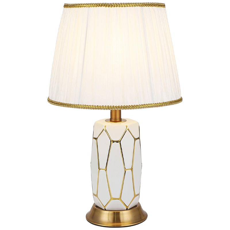 Настольная лампа с абажуром Fiorella Table Lamp White Белый Золотой Настольная лампа с абажуром Fiorella Table Lamp White Белый Золотой в Рязани | Loft Concept