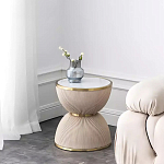 Дизайнерский журнальный стол фактурный с круглой белой столешницей Luler варинант исполнения - 1 | Loft Concept в Рязани