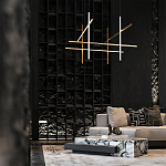 Люстра с 6-ю  пересекающимися цилиндрическими плафонами на тонких тросах Trumpet tube варинант исполнения - 8 | Loft Concept в Рязани