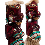 Комплект из 2-х деревянных статуэток Asmat Straw Headdress Statuettes Red Turquoise Tattoo варинант исполнения - 3 | Loft Concept в Рязани