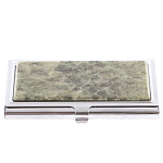 Визитница карманная металлическая с накладкой из натурального камня Апатит Stone Business Card Holders варинант исполнения - 1 | Loft Concept в Рязани