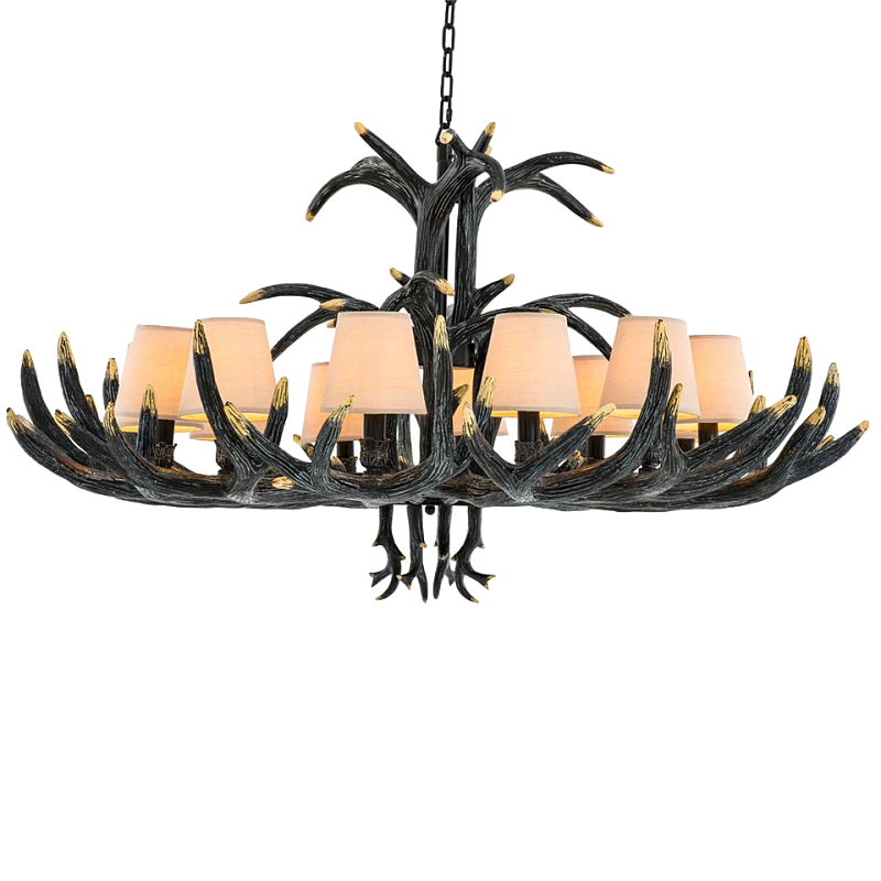 Люстра Eichholtz Chandelier Horn XL Черный Кремовый в Рязани | Loft Concept 