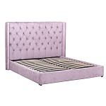 Кровать двуспальная фиолетовая с основанием из массива дерева с мягким изголовьем Velour Beds варинант исполнения - 1 | Loft Concept в Рязани