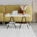 Стол журнальный с белой прямоугольной столешницей и полкой ESSEL WHITE варинант исполнения - 1 | Loft Concept в Рязани