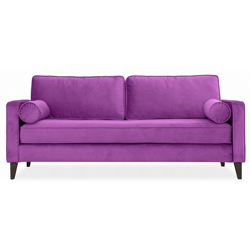 Диван бархатный с двумя подушками-валиками Simple Berry Sofa Лиловый Коричневый Диван бархатный с двумя подушками-валиками Simple Berry Sofa Лиловый Коричневый в Рязани | Loft Concept