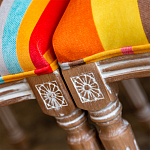 Стул бежевый в разноцветную полоску из натурального бука с изображением птиц и цветов Blooming Birds Colorful Stripes Chair варинант исполнения - 7 | Loft Concept в Рязани