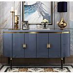 Дизайнерский комод синий глянцевый с золотыми ручками на 4-х дверцах Martin варинант исполнения - 2 | Loft Concept в Рязани