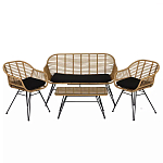 Журнальный столик с столешницей из ротанга и стекла Wicker Tabletop Under Glass варинант исполнения - 3 | Loft Concept в Рязани