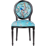 Стул из массива бука бирюзовый с изображением птиц в саду Turquoise Chinoiserie Blue Bird Chair варинант исполнения - 1 | Loft Concept в Рязани