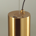 Подвесной светильник цилиндрической формы с плафоном из алебастра и металлическими торцами Латунь 60 см Cryptocrystalline Stone варинант исполнения - 5 | Loft Concept в Рязани