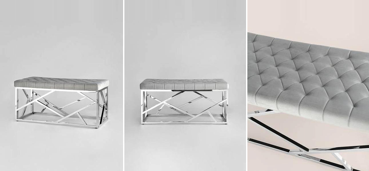 Банкетка серый велюр Geometry Serene Phoenix Банкетка серый велюр Geometry Serene Phoenix - Loft-Concept в Рязани