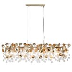 Люстра линейная с подвесками в форме монеток и золотистыми круглыми элементами из металла в виде лепестков FAIRYTREE Light варинант исполнения - 3 | Loft Concept в Рязани