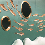 Обои с вышивкой ручной работы Deco Fish Original colourway варинант исполнения - 3 | Loft Concept в Рязани