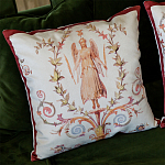 Декоративная подушка бежевая с растительным орнаментом Raffael Angel Beige Red Cushion варинант исполнения - 2 | Loft Concept в Рязани