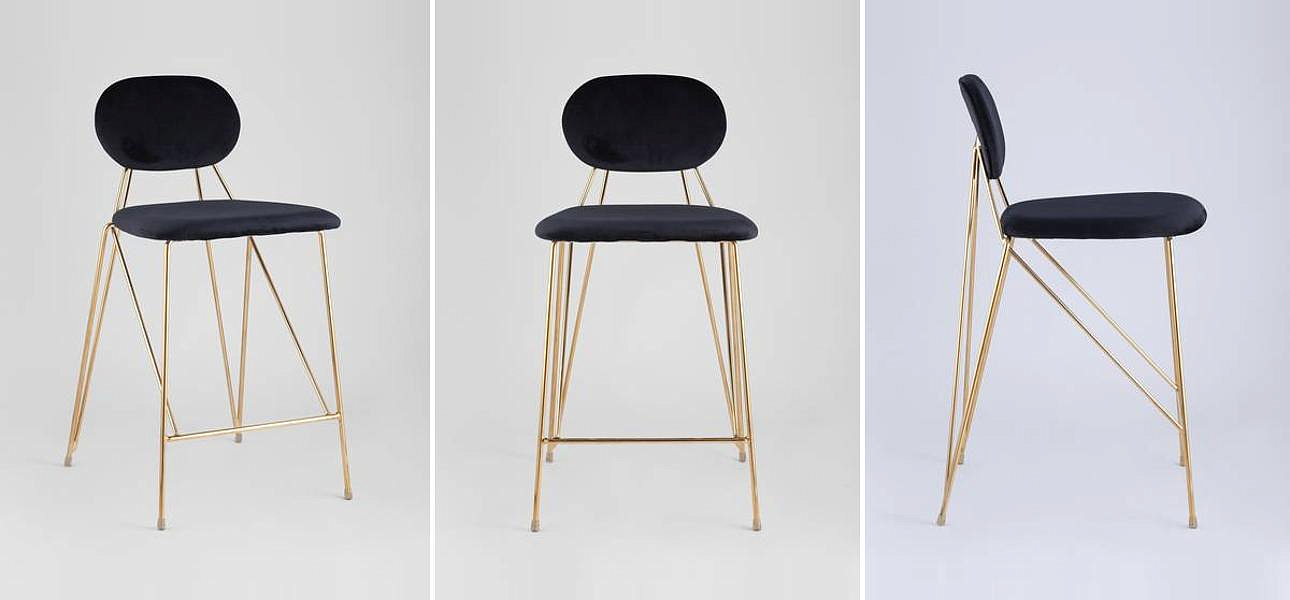 Полубарный Стул Alice Chair Черный Велюр Полубарный Стул Alice Chair Черный Велюр - Loft-Concept в Рязани