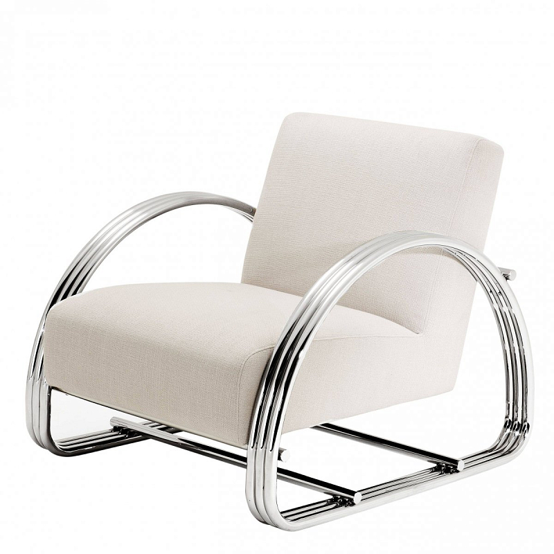 Кресло Eichholtz Chair Basque Молочный Нержавеющая сталь в Рязани | Loft Concept 