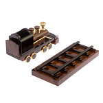 Часы настольные в виде паровоза из натурального камня Обсидиан Train Stone Clock варинант исполнения - 6 | Loft Concept в Рязани