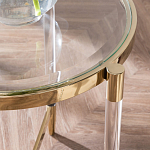 Золотой приставной столик с круглой стеклянной столешницей Weightless Table варинант исполнения - 7 | Loft Concept в Рязани